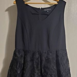 Eloquii Black Dress with Embroidered Lace overlay